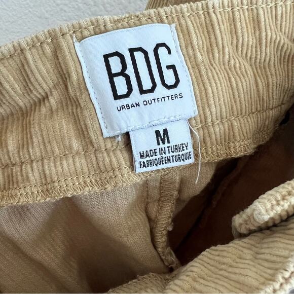 BDG Urban Outfitters Tan Corduroy Mini RIb Skirt Exposed Button Medium - Picture 3 of 5